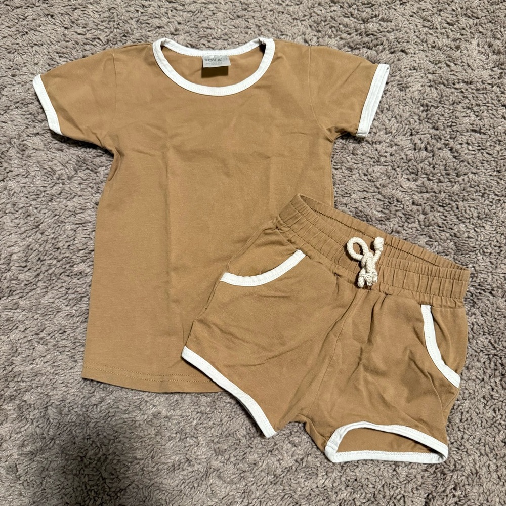 Tan Toddler's T-Shirt and Shorts Set